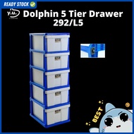 YU Ready Stock DOLPHIN Drawer 5 Tier Drawer Storage Cabinets Clothes Almari Plastics Laci  Plastik R