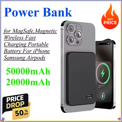 50000mAh 20000mAh Thin Power Bank for MagSafe,Magnetic Wireless Fast Charging Portable Battery For i