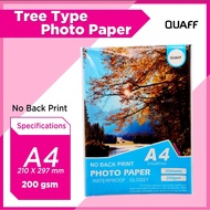 QUAFF Tree Type Photo Paper Glossy No Back Print A4 Size (20 sheets per pack) || 200GSM and 230GSM