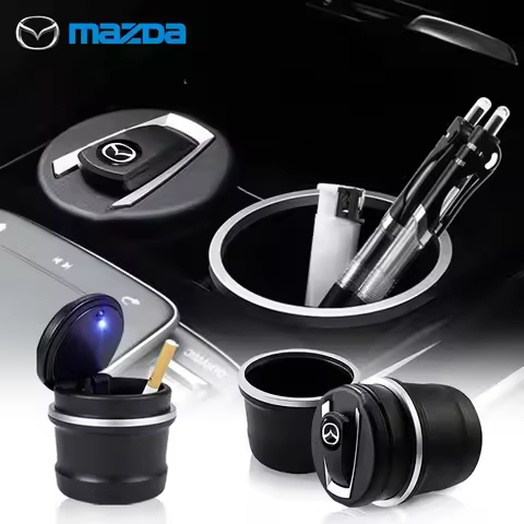 Car Styling LED Ashtray Cigarette Smoke Ash Cylinder Bin Holder With Lid For Mazda MX-5 2 5 3 6 CX-8