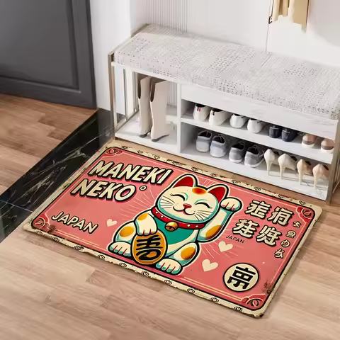 Lucky Cat Wealth Rolling Door Decoration Carpet Floor Mat Living Room Bedroom Home Carpet Living Roo
