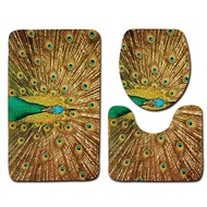 Peacock Flaunting Its Tail Bathroom Decorative Bath Mat Toilet Cover Non-slip Bath Carpet Soft and C