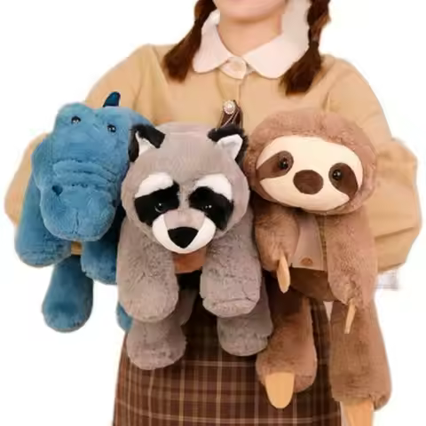 45-70cm Super Soft Lazy Fluffy Hair Stuffed Animals Plushie Plush Raccoon Fox Crocodile Sloth Hug Th