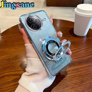 Jingsanc Soft Plating Phone Case For Redmi K80 With Rotatable Bracket Glitter Casing Shockproof Bump