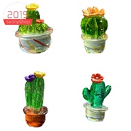 4Pcs Car Inner Cactus Ornaments Mini Plant Art Cactus Figurines Desktop Craft Miniature Plant Cactus