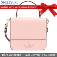 Kate Spade Handbag In Gift Box Crossbody Bag Staci Saffiano Leather Square Flap Crossbody Chalk Pink # K7342