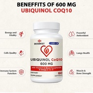 Besibest Ubiquinol CoQ10 600 MG Active with Vitamin E &amp; Omega 3 6 9 - 60 Softgels