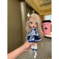 Hard Cap Wig For Blythe Doll Blonde White Alpaca Hair