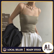Stock Tempatan Seamless Singlet Women Elastic Cotton Paded Top Strecthable Solid Colour Singlet Inne