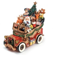 Santa Classic Car  We Wish You A Merry Christmas  Musical Figurine