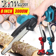 128VF 8Inch 3000W Brushless Mini Electric Chain Saw Variable Speed Pruning Saw Rechargeable Woodwork