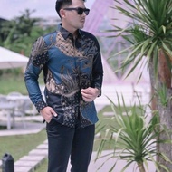 HITAM KEMEJA No Doubt.. Batik Solo premium Slim Fit batik Shirt For Men SLIMFIT Adult Long Sleeve Black Blue Luxury/ premium batik Shirt/ batik Shirt With Tricot Layered/batik Tops/Latest Men's batik/Men's batik Long Sleeve Sogan batik Men's Sleeves