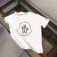 Mo * ier Casual Letter Printed Pure Cotton Monka Loose Couple Men Women Short Sleeve Round Neck