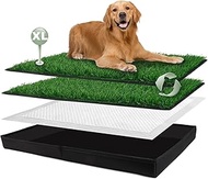 HQ4US 4LEGS Dog Grass Pad with Foldable Dog Litter Box, Extra Large Liner Base (44”×34”) for Balcony