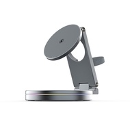 15W Smart Fast Charging Station 3-in-1 Foldable Wireless Charger Power Bank Lamp 360 Degree Rotation