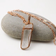 原石系列-冰河水晶(涅槃水晶)‧紅銅線編織墜‧紅銅手工鍊項鍊