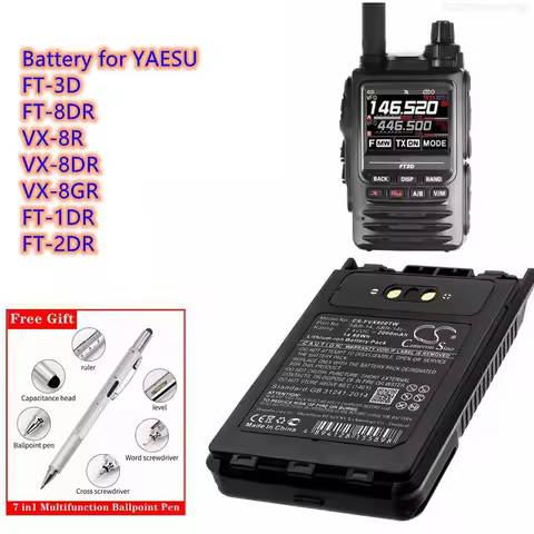 Two-Way Radio Battery 7.4V/2000mAh SBR-14, SBR-14Li for YAESU FT-3D, FT-8DR, VX-8R, VX-8DR, VX-8GR, 