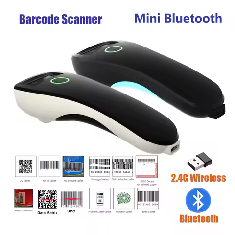 Mini Handheld Portable Barcode Scanner 2.4G Wireless/Bluetooth/USB 1D 2D QR Code Data Matrix PDF417 
