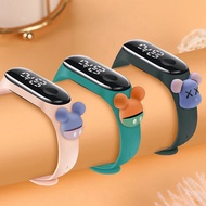 Waterproof Digital LED Colorful Cartoon Outdoor Sport Ultra Slim Wristband Bracelet Children Watch Jam Tangan Budak 运动手表
