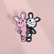 Plushies Rabbit Toy Metal Badge Gothic Black Pink Skull Rabbit Brooch Dark Style Backpack Clothing A
