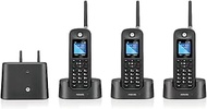 Motorola O213 DECT 6.0 Long Range Cordless Phone - Wireless Phones for Home &amp; Office Phone with Answering Machine - Indoors and Outdoors, Water &amp; Dust Resistant, IP67 Certified - Black, 3 Handsets