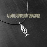 JWNE0592 Bronze Silver Fish Necklace Jesus Cross Unisex Men Wanita Bronze Silver Cross Jesus Ichthys