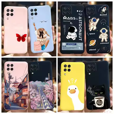 For Samsung M32 4G Case M325 SM-M325F Cover Cute Astronaut Duck Cat Phone Soft Funda on Samsung Gala