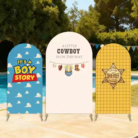 It's a Boy Story Baby Shower Chiara Arch Background Cover Western Cowboy Newborn Birthday Party Back