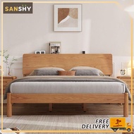 SANSHY Luxury Solid Wood Bed Frame Super Single/Queen/King Size Bed Frame Bed Frame With Mattress Wo