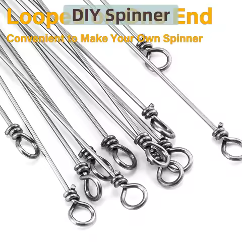 100pcs Fishing Spinner Shaft Stainless Steel Looped Wire for Spinnerbait Inline Spinner Walleye Rig 