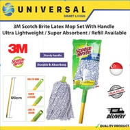 [SG SHOP SELLER] 3M Scotch Brite Latex Mop Set With Handle Ultra Lightweight/Super Absorbent-Refill Available