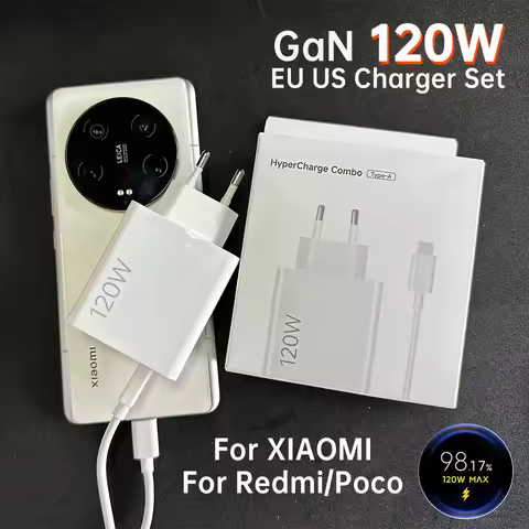 For Xiaomi Usb GaN Charger 120W Hyper Charge Adapter For Mi 14 Pro 13T 12 Poco X6 F4 F7 Ultra Blacks