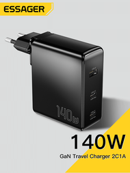 Essager 140W 2C1A GaN USB C ประเภท C เครื่องชาร์จตั้งโต๊ะชาร์จเร็วสุดๆ QC4.0 PD3.0เร็วสเตชั่นสำหรับ 