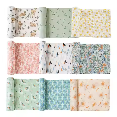 HappyFlute Nature Printing 1pcs Muslin Cotton Fabric Baby Swaddle Light Blanket Baby Infant Wrap