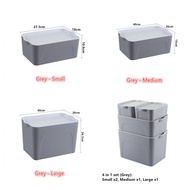 【i.Rumah】Portable Handle Storage Box With Cover 4 in 1 Simple Multipurpose Storage Containers Organi