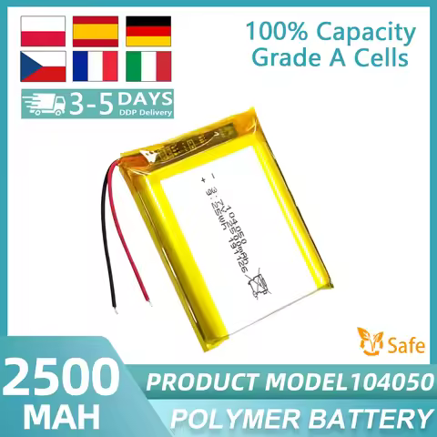 3.7v 2500mAh 104050 Rechargeable Lithium Polymer Battery 102540 103040 505060 654060 LED Light Remot