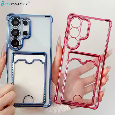 Card Pocket Wallet Clear Case For Samsung Galaxy S25 S24 FE S23 S22 S21 S20 S10 Plus Ultra A55 A56 N