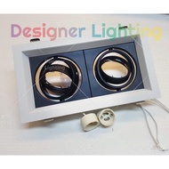 Eyeball Casing with GU10 Double Holder Black and White Casing Square Shape Lampu Effect Eyeball (EB-2H/GU10-SQ-BK+WH)