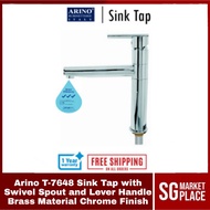 Arino Sink Tap with Swivel Spout and Lever Handle | T-7648 | Cold Tap | Brass Material | Chrome Finish | 3 Ticks