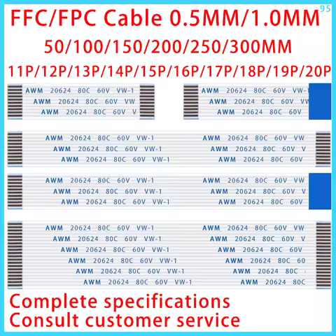 10PCS FPC FFC Cable Ribbon Flexible Flat Cable11P/12P/13P/14P/15P/16P/17P/18P/19P/20P 0.5MM 1.0MM Pi