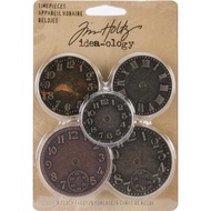 Tim Holtz Idea-Ology Metal Clock Faces 1.25" To 1.75" 5/Pkg for Assemblage Art Scrapbooks Mixed Medi