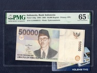 Uang Kuno 50000 Rupiah WR Supratman Tahun 1999 PMG 66 EPQ