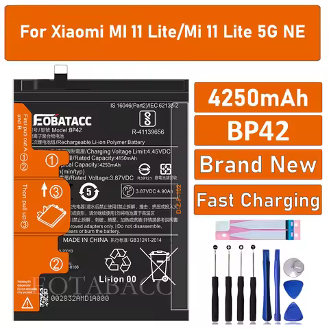 100% New Original Battery BP42 For XIAOMI 11 Lite/Mi 11 Lite 5G NE (2109119DG) Battery +Tools