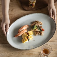 Simple Nordic Style Oval Thickened Ceramic Plate High-value Creative Fish Plate Steamed Fish Plate K