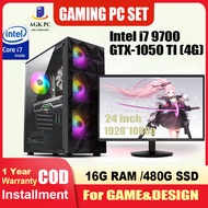 〖Intel Core I7 9700〗 Intel Core I7 9700 Octa-core 3-4.7GHZ main frequency Games Desktop computer set designer drawing computer full set GTX-1050ti 4G GPU Discrete graphics card 16G DDR4 480G SSD 19/24inch Game MonitorComputer for Gaming PC Full set