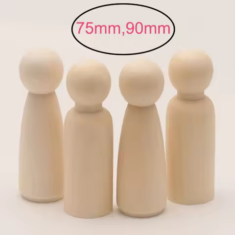 75mm/90mm Wooden Peg Dolls 5PCS/Lot Wood Dolls 35mm 43mm 55mmPainting DIY Home Nursery Decoration Wo