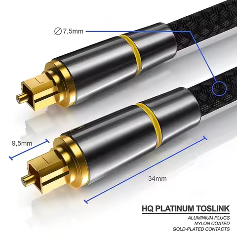 Digital Optical Audio Cable Toslink SPDIF Coaxial for Amplifiers Blu-ray Player Xbox 360 Soundbar Fi