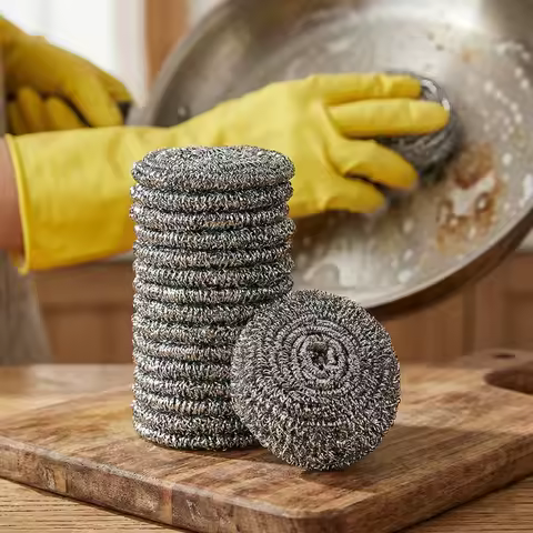 20-Pack 410 Stainless Steel Kitchen Scrubbers - Heavy-Duty Cleaning Balls for Grease & Stains