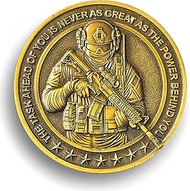 Military Courage Challenge Coin - Soldier Design with Deuteronomy 31:6-8 Inscription