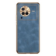 全城熱賣 - 適用於vivo X80 Pro 電鍍小羊皮全包手機殼（海軍藍）